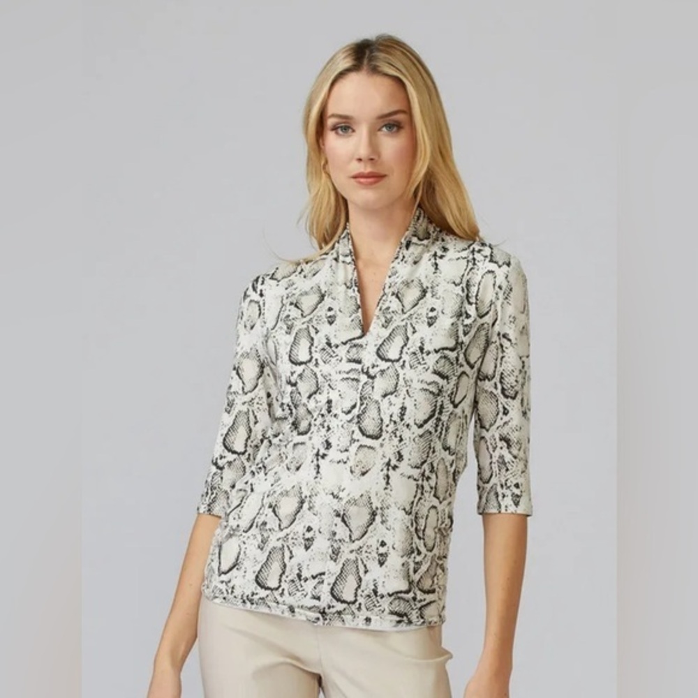 Joseph Ribkoff Ruched Sided Snake Print Top Size 10 Medium
